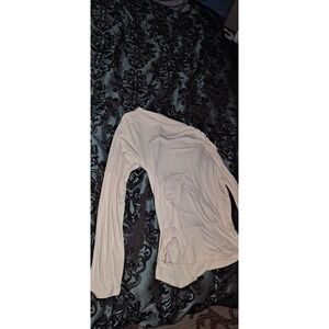 Chic Wish XXL Long Sleeve Off Center Ruched Top, Cream